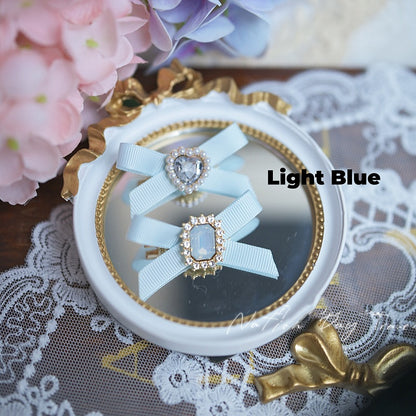 Colors Beaded Rhinestone Jirai Kei Mini Bow Hairclips 5