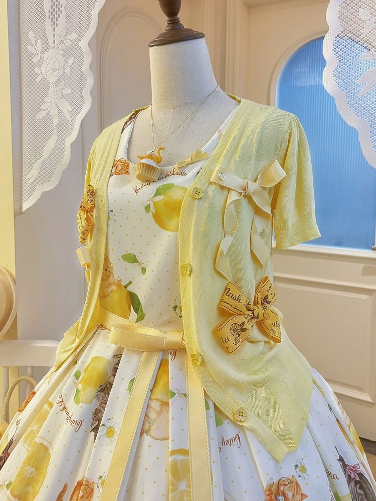 Yellow Short Sleeve Cardigan Jacket - Cutey Mask