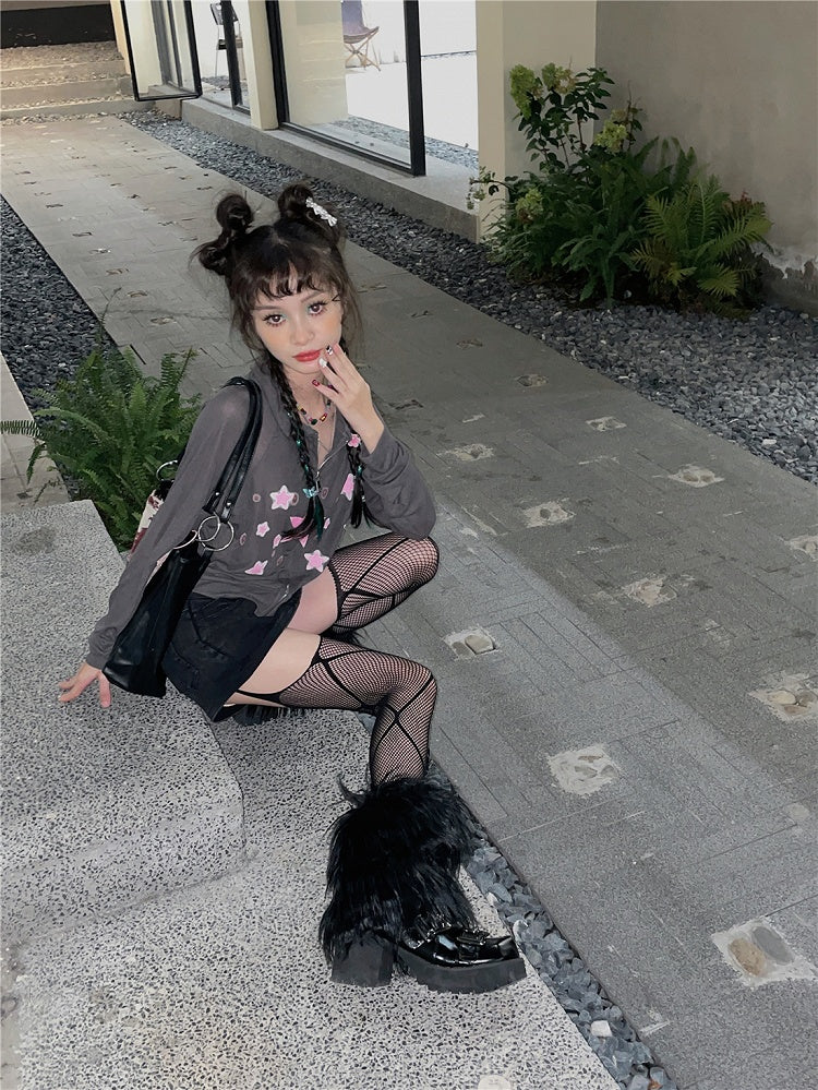 Black 20CM/30CM/40CM Shaggy Warmers Leg Y2K