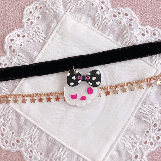 Black Choker Charm Chain and with Band Star Golden Reaper