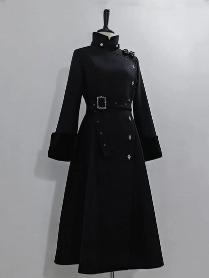 High Neck Coat Ouji Woolen Lolita Collar Stand Black