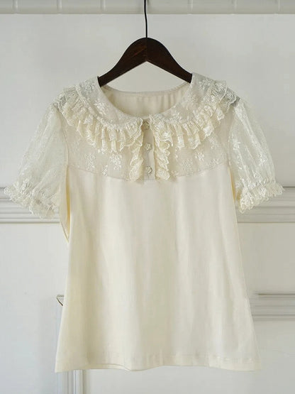 ピータースリーブブラウス アプリコット ロリータ ショート パンカラー