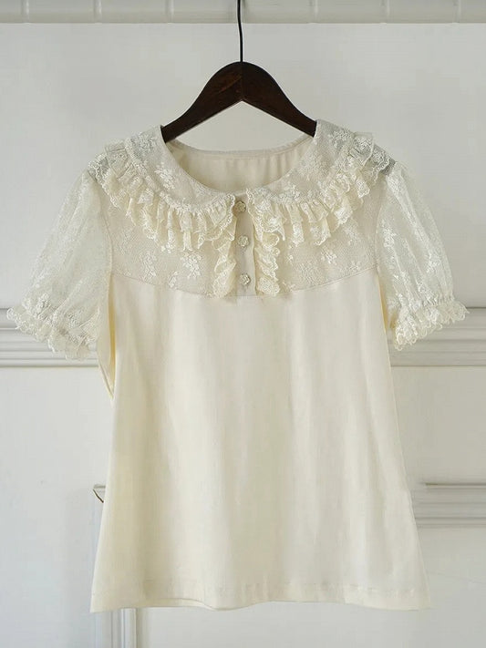 ピータースリーブブラウス アプリコット ロリータ ショート パンカラー