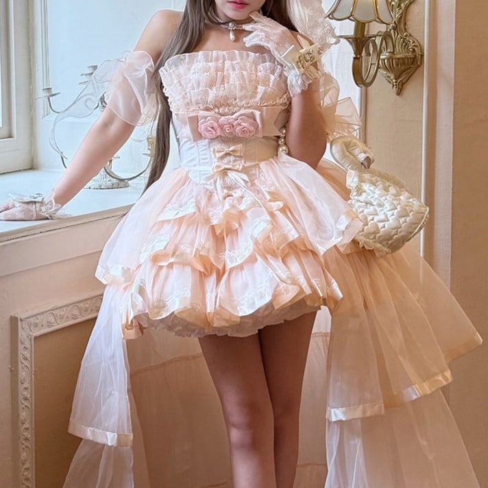 Tulle Bowknot Arm Sleeves in Beige Blue Pink - Diamond Honey