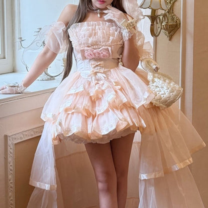Tulle Bowknot Arm Sleeves in Beige Blue Pink - Diamond Honey