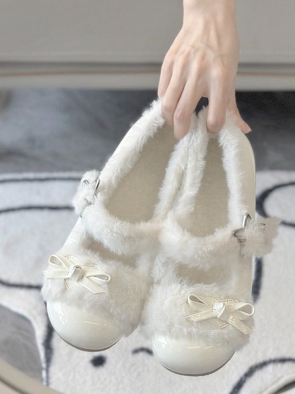 Lolita Snap Jane Sweet Bow Mary Shoes White with Decor Star