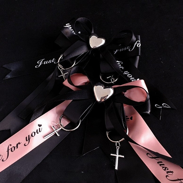 with Bow Accents Heart Hairclip Cross