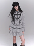 Skirt Black Gothic and White Tiered Lace Cross