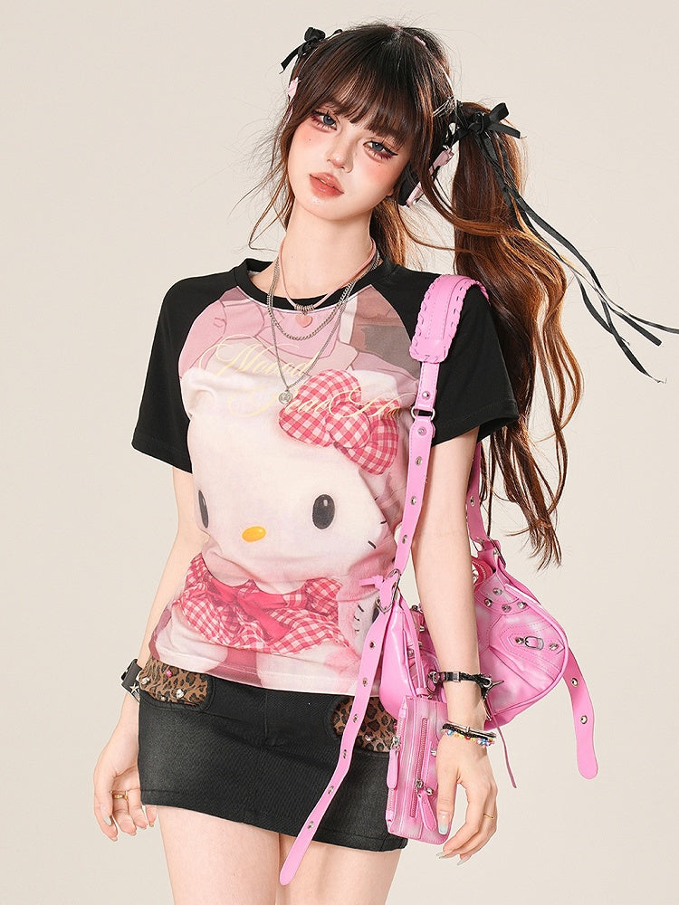 Glamorous Fashion Leopard Decorated Black Gyaru Rhinestone