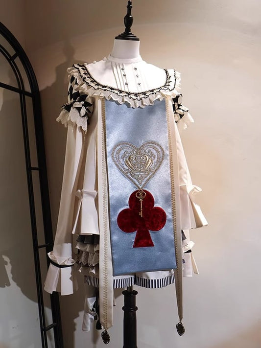 トレイン王子ファッション + ポーカーショーツ + バイブスライトワンダーランドカード衣装 - シャツカラー取り外し可能テーマアリスブルー