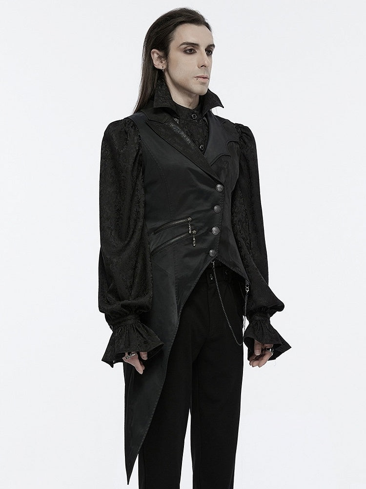 Vest Dark Men's Night Asymmetric Black Goth