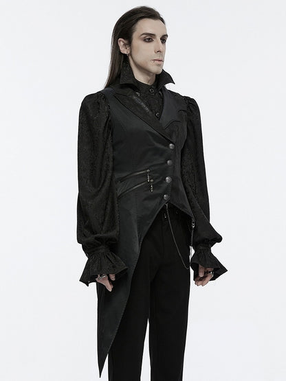 Vest Dark Men's Night Asymmetric Black Goth