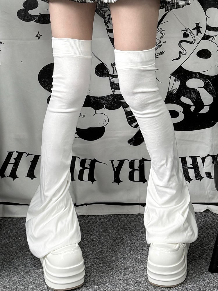 Warmers with Y2K Ribbed Version Thin Leg Loose Black/White/Gray Trim