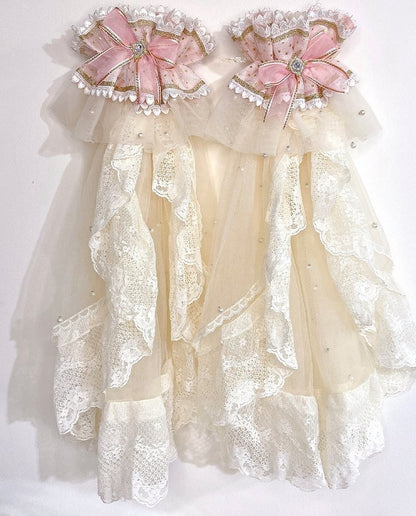 Hem Short Pink Lolita with Embroidery Version High-low Dress Corset Hanayome Floral Waist Layered