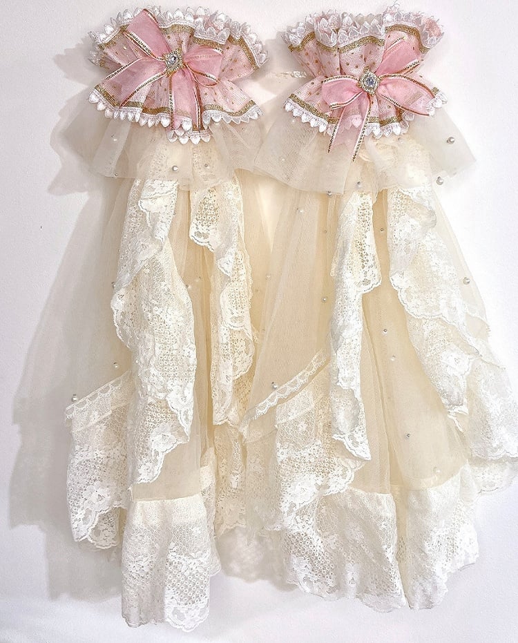 Hanayome Pink Corset Waist Hime Lolita Floor Length Dress Long Version with Floral Embroidery Layered Hem | Lukemi