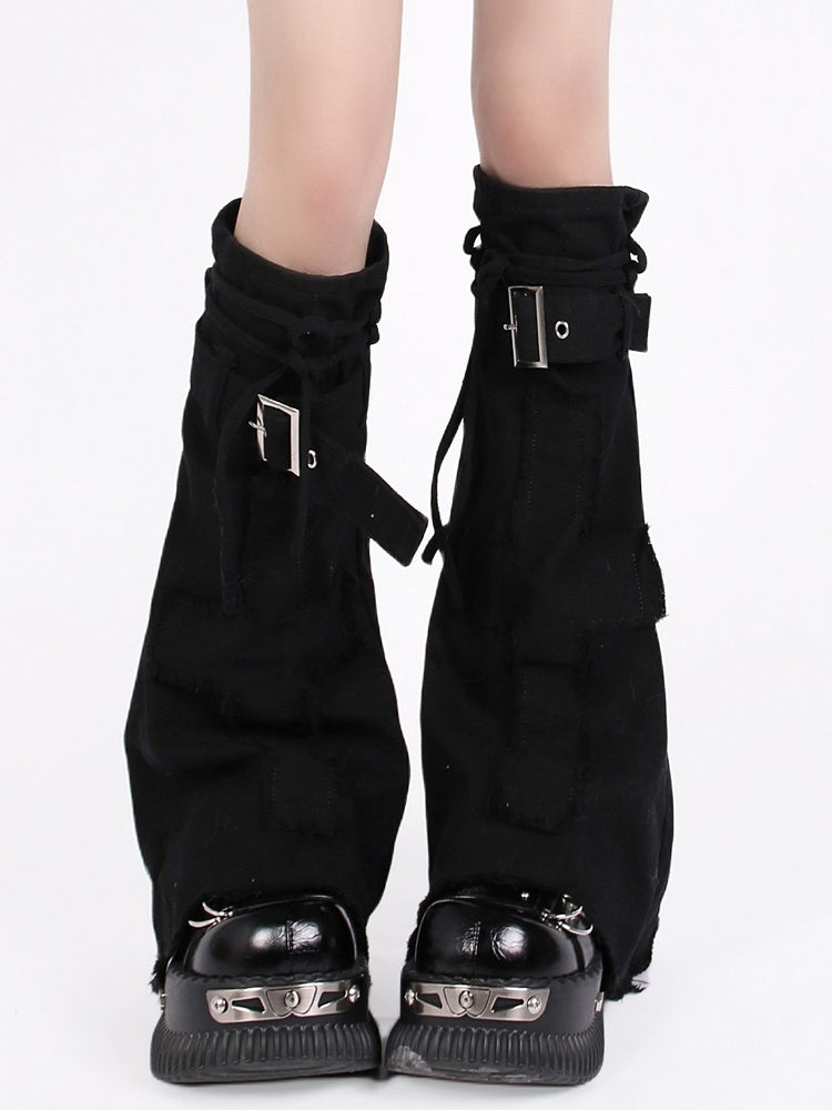 Warmers Strap Y2K Style Black with Buckle Leg