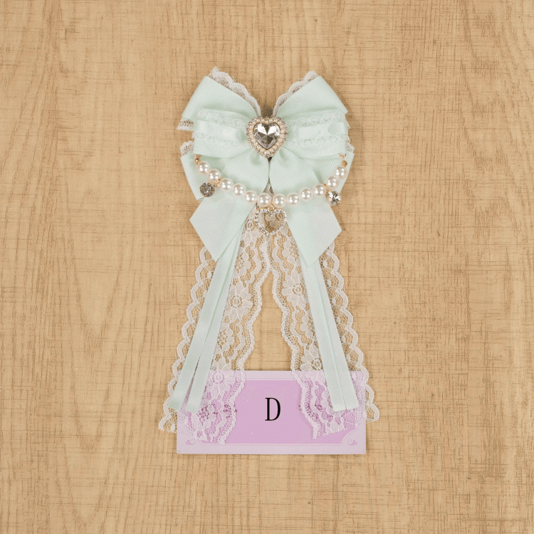 Jirai with Green 4 Options Rhinestones Kei Bow Hairclip Shimmering Mint