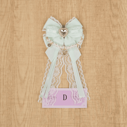 Jirai with Green 4 Options Rhinestones Kei Bow Hairclip Shimmering Mint