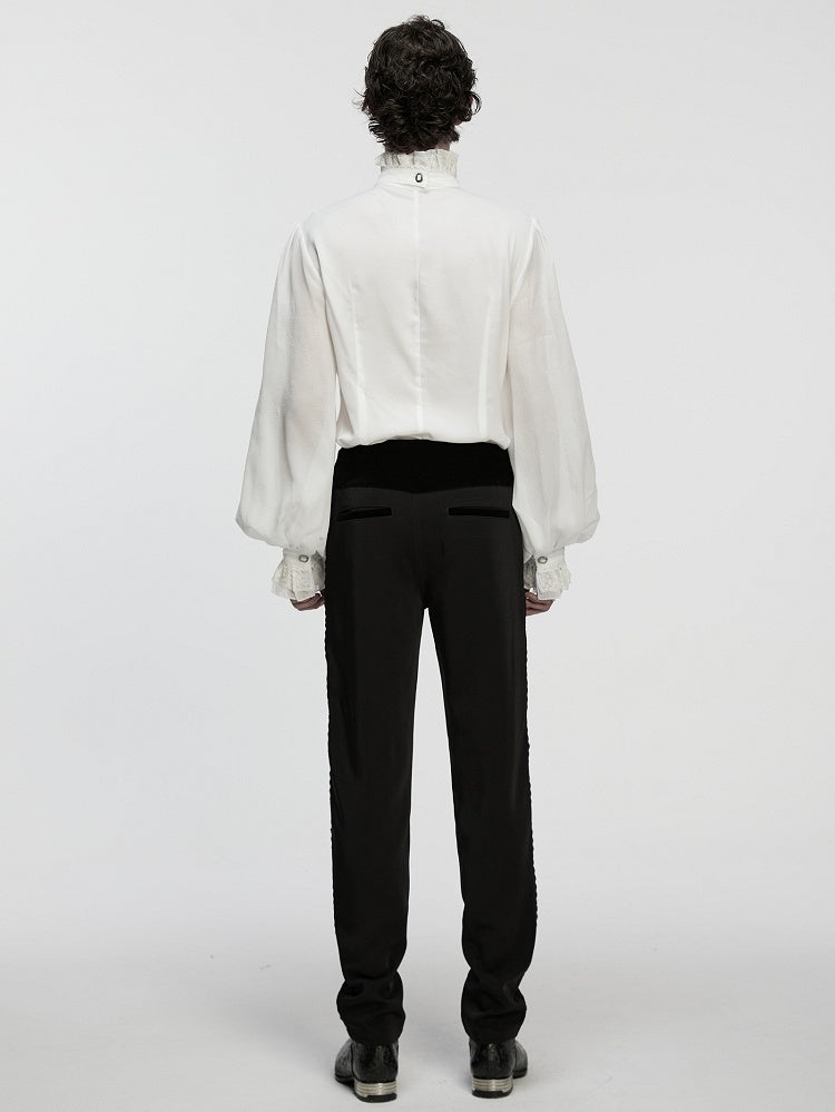 White Men's Gothic Chiffon Embossing Shirt
