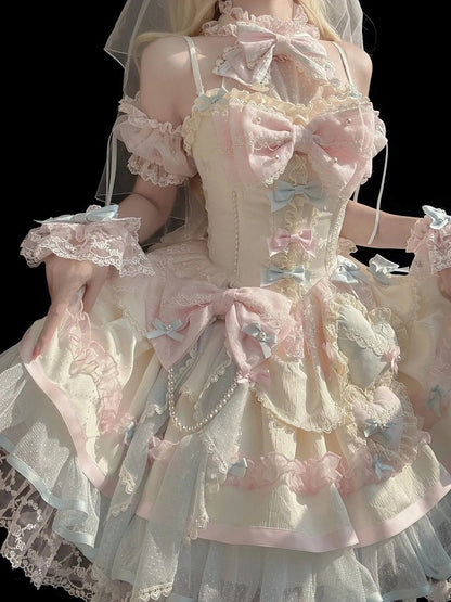 Rainbow Halter Lolita JSK Full Set | Sweetheart Macaron Lolita