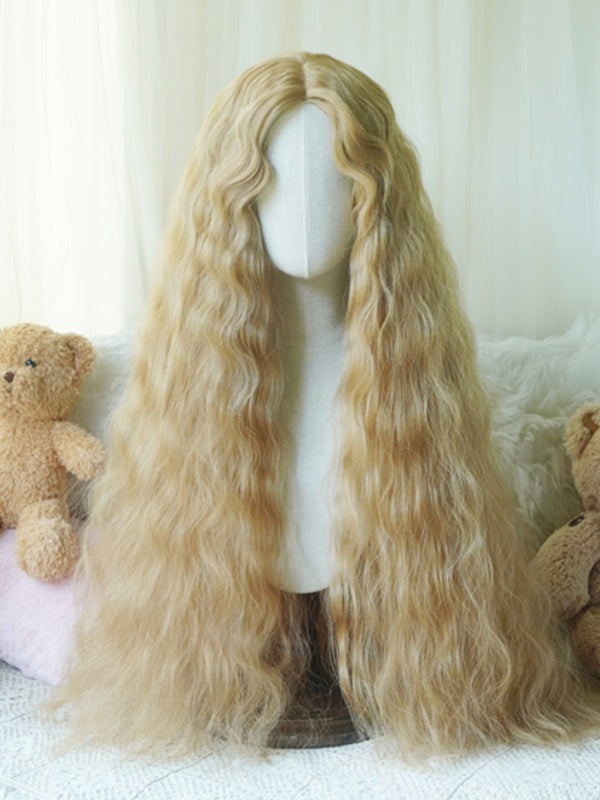 Karamell/Blond/Pink/Hellblond, hüftlange lockige Perücke