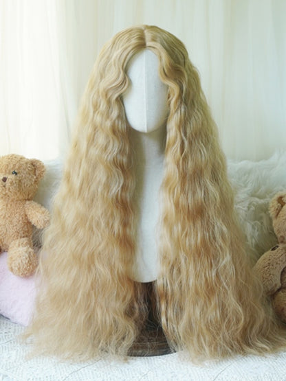 Karamell/Blond/Pink/Hellblond, hüftlange lockige Perücke