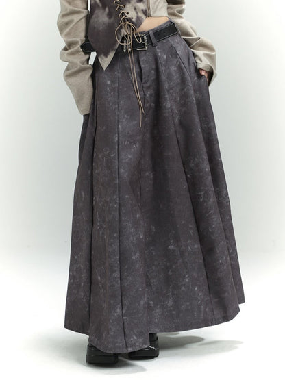 ウェイストランドパンク グレー タイダイ ダメージ加工 アンクル丈スカート