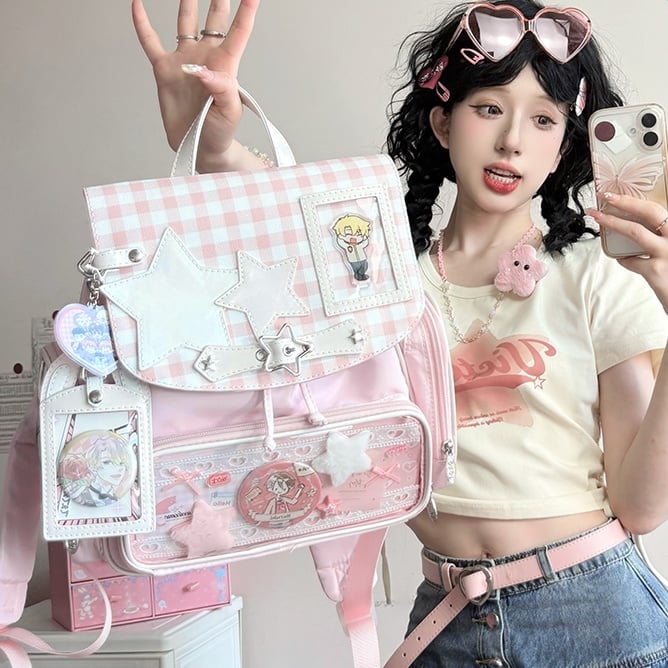 Ear Kawaii Detachable Holder With Card Backpack Bunny Charm Pink Ita