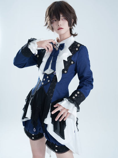 Gothic Ouji Lolita Ciel Vibes Dunkelblaues Prinzenmantel-Outfit