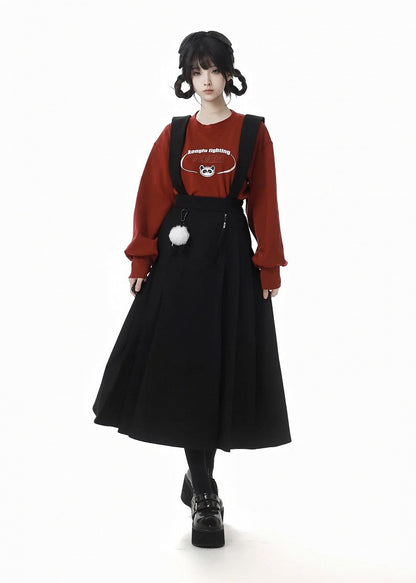 レッサーパンダプリント クロップド スウェットシャツ