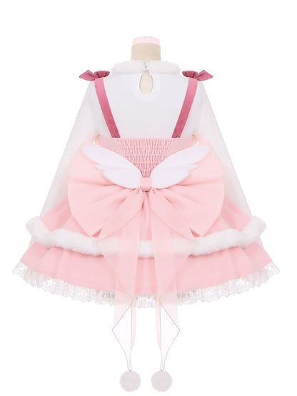 Heart Design White Plush Neckline Top