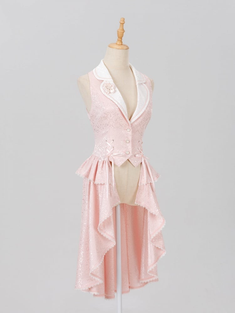 Lolita Prince Blazer with Cherry Blossom Pin and Trailing Hem - DevilInspired Exclusive Collection