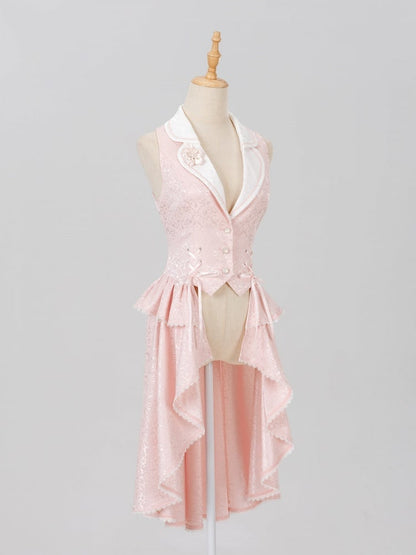 Lolita Prince Blazer with Cherry Blossom Pin and Trailing Hem - DevilInspired Exclusive Collection