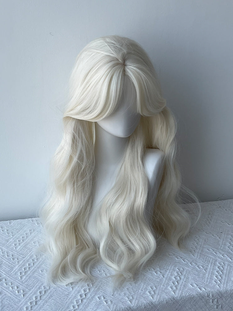 Wig Curtain White 65CM Wavy Bangs Creamy with