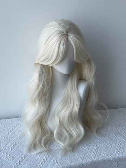 Wig Curtain White 65CM Wavy Bangs Creamy with