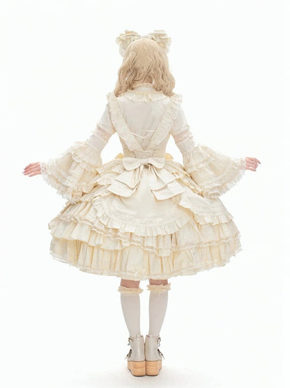 Layered Beige Blouse Ruffle Sleeves Neckline Bell