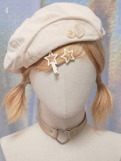 Options Applique Hat Beret Button/Star/Dog Y2K 17