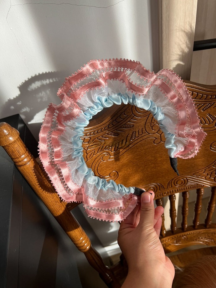 KC Trim Lace Elegant Pink Classic with Ruffled Blue Lolita
