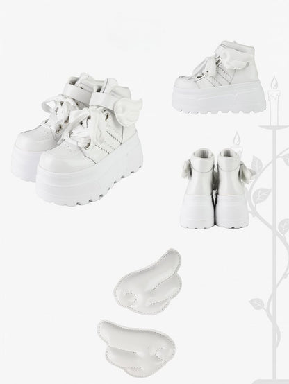 Shoes Accents Wings Gothic Platform Detachable White