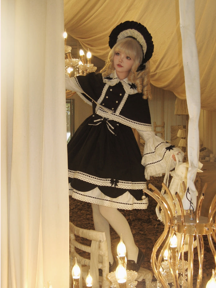 Decoration Black Bowknots White Peter Pan Collar Bell Sleeves Blouse