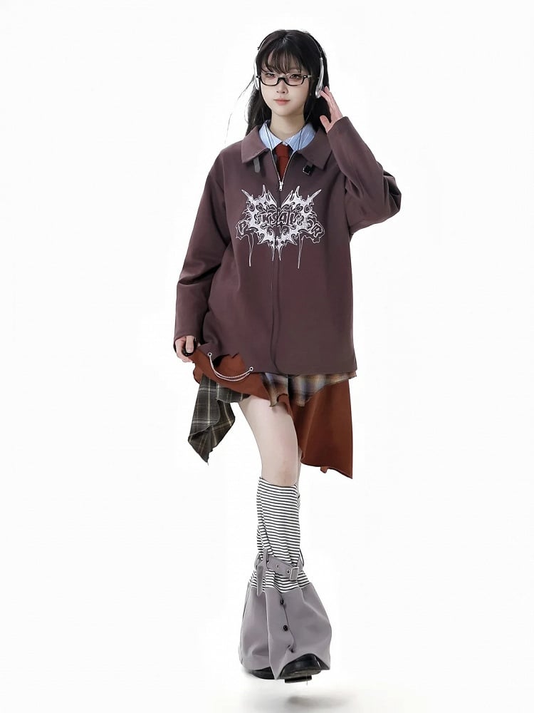 ブラウンチェック柄 ゴムウエスト ハンカチヘムスカート