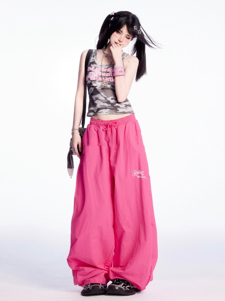 Tank Top Camouflage Buchstabendruck Slim Fit Vintage