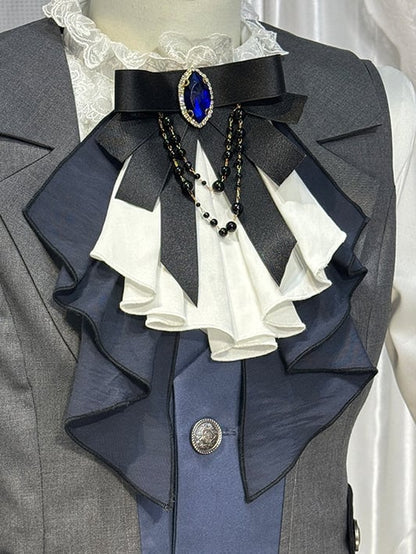 Bowtie Elegant and Gem with Detail Bead Blue Jabot