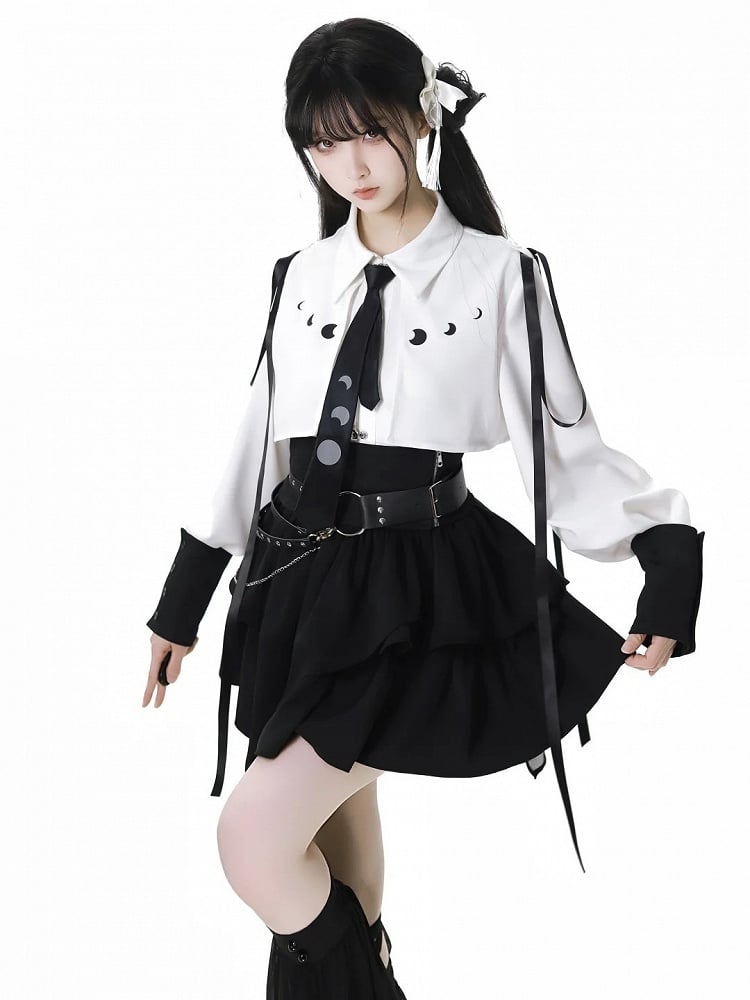 Buckle Chain Black Strap Waist With Belt Overlay Corset