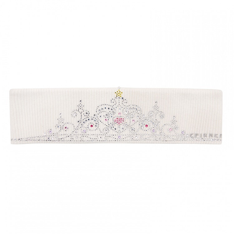 Knitted Hairband Crown Rhinestone Y2K White