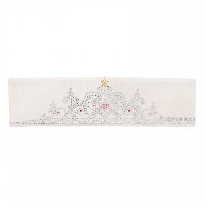 Knitted Hairband Crown Rhinestone Y2K White
