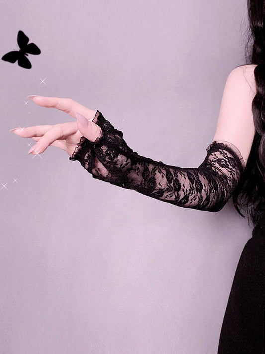 Sheer Floral Lace Arm Sleeves - Mr. Cat
