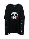 Print White Two-pieces Faux Top Black with Skeleton and Stars