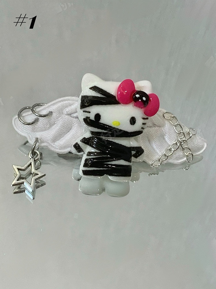 Black/White Guro Kawaii Mummy Kitty Hairclips