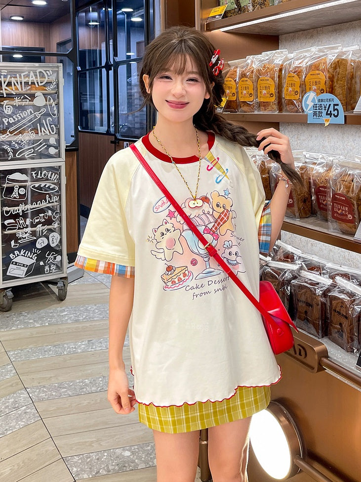 Details Pin Beige Cartoon Dessert Print